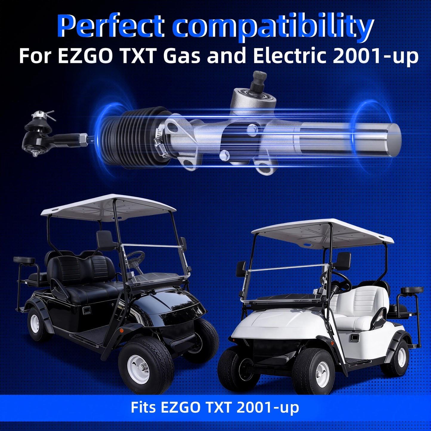 Mixopoly Golf Cart Steering Gear Box Assembly/Steering Rack and Pinion 70964-G01 70602-G01 for EZGO TXT Gas and Electric 2001-up, Includes Rack Ball Joint 70695-G01