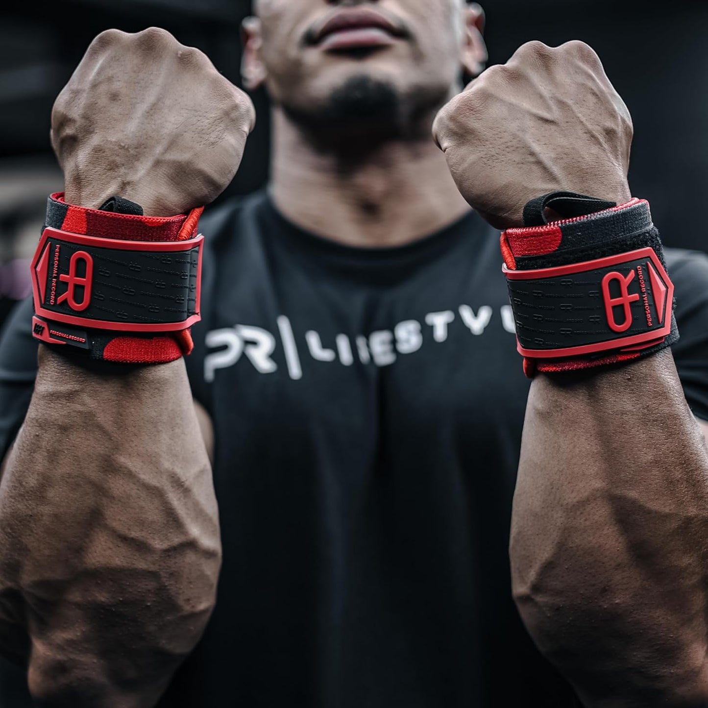 PR Personal Record Heavy Duty Wrist Wraps - Extra Wide Strap & Strong Thumb Loop for Weightlifting