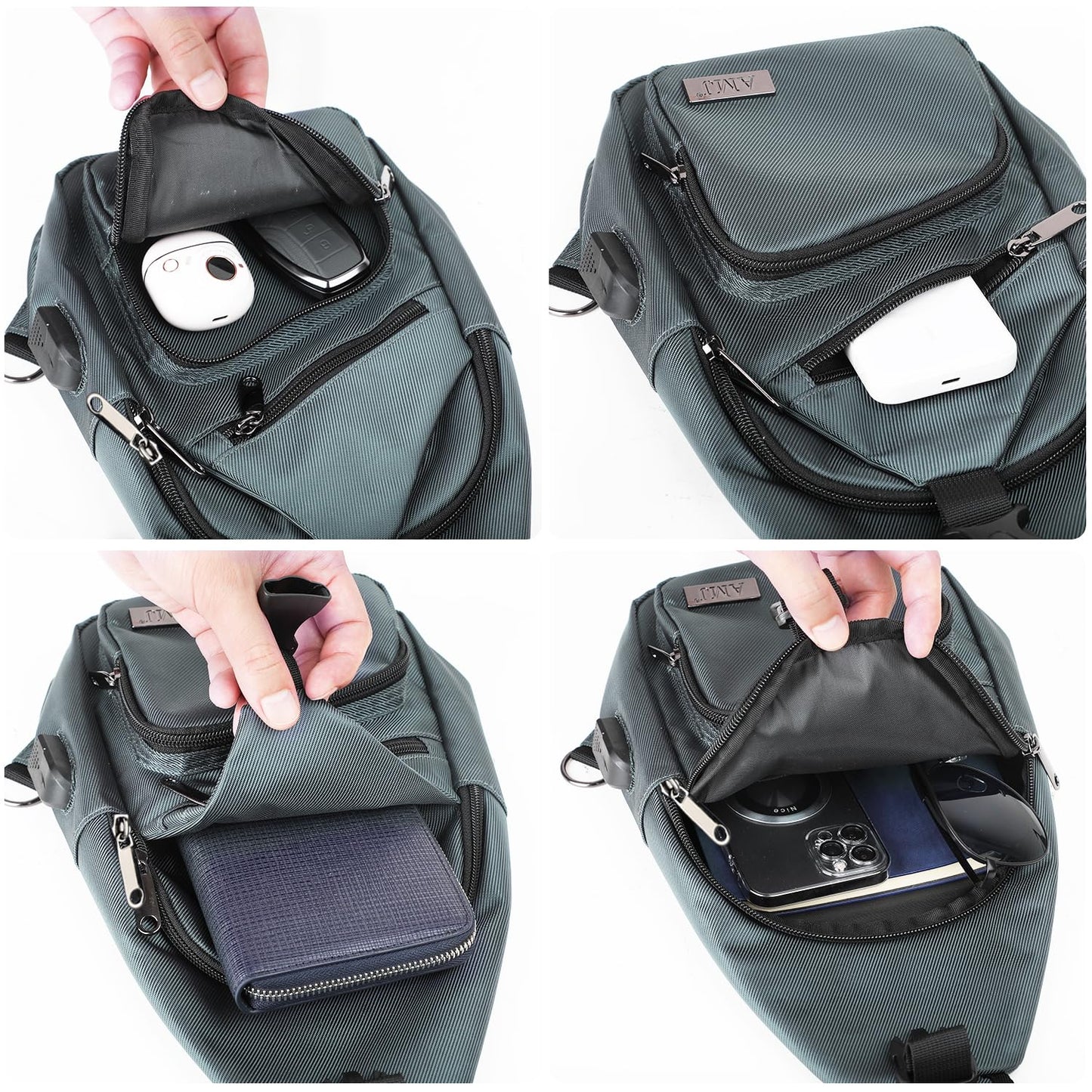 AMJ Crossbody Hiking Casual Sling Bag For Men Women Travel Camping Chest Backpack Daypack