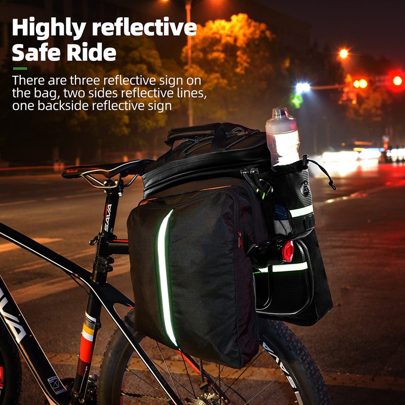 ROCKBROS Bike Rack Bag Trunk Waterproof Carbon Leather Bicycle Rear Seat Cargo Pack Pannier Handbag
