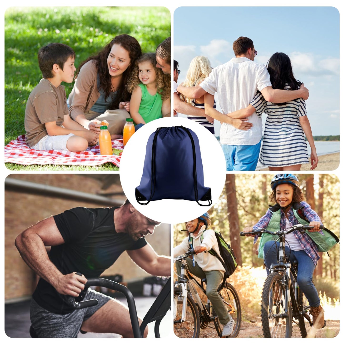 KUUQA 50Pcs Navy Blue Drawstring Backpack Bulk Drawstring Bags String Bags Storage Bags Gym Backpack for Sport Gym Traveling