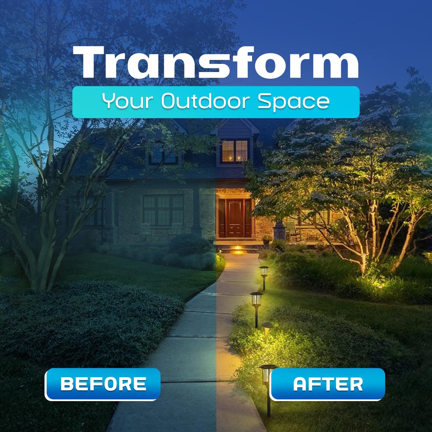 Smart Yard Solar LED Pathway Lights - 6 Pack, Nickel Finish, Modern Metal Design, Waterproof Outdoor Yard Lights, Automatic Rechargeable for Garden, Patio, and Pathways