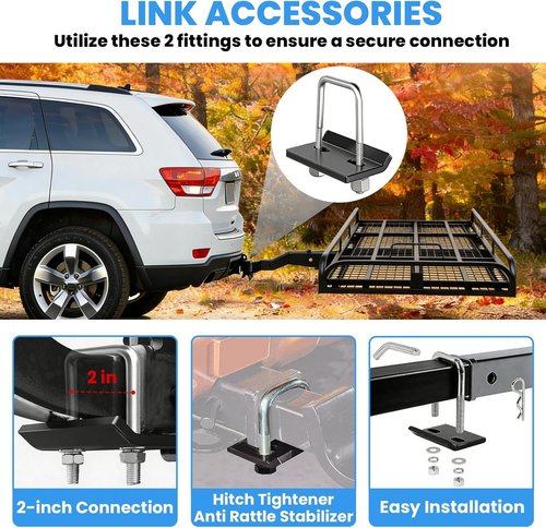 Aluminum Hitch Cargo Carrier - 1000LBS Capacity with Ramp | 53” x 29” x 9” for SUV & Truck