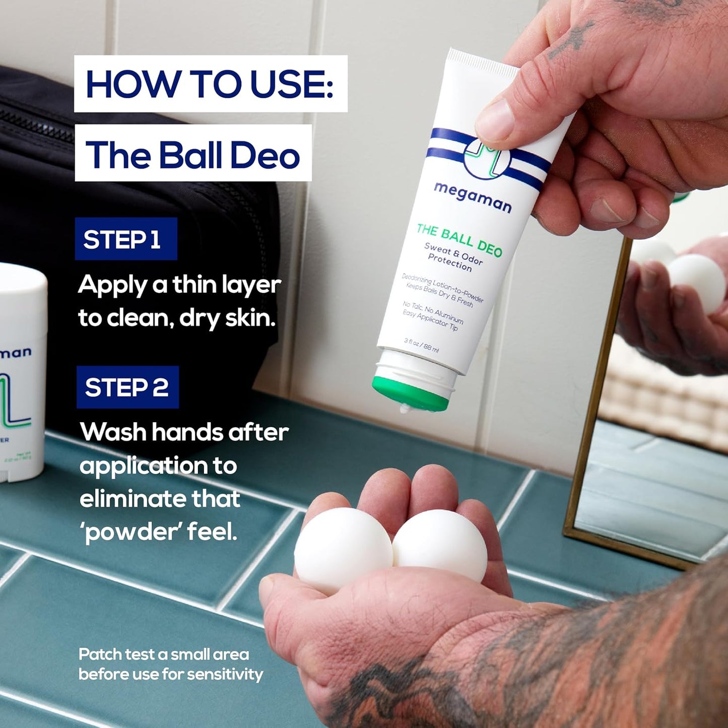 Megaman Ball Deo - Men’s Ball Deodorant | Protects Against Sweat, Chafe & Odor | 3 Fl Oz