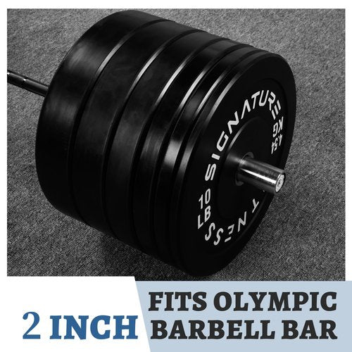 10 LB Pair Olympic Bumper Plates - 2 inch Hole, Solid Rubber Weight Plates for Deadlift, CrossFit, Home Gym (Black with White Lettering)
