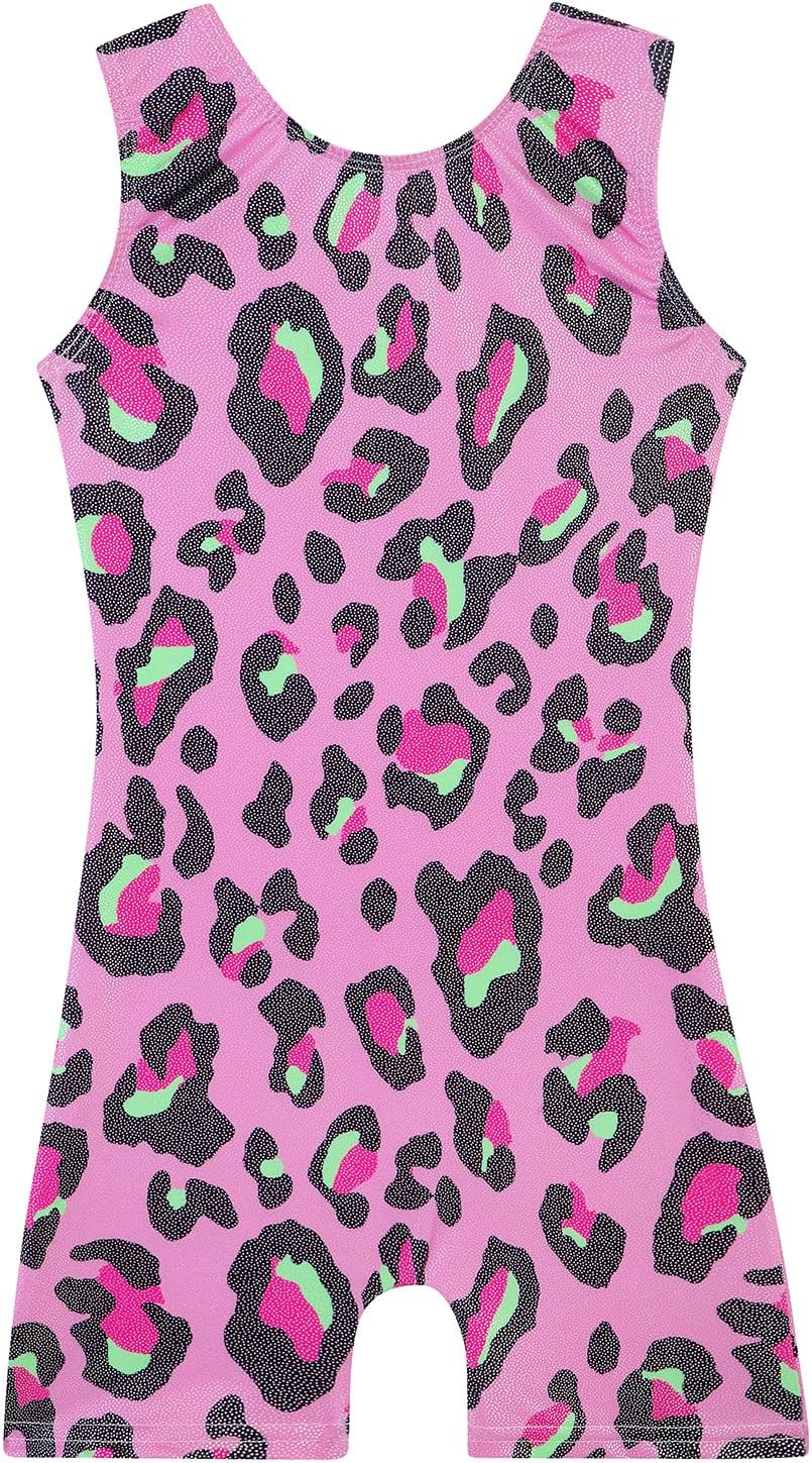 Skiennix Leotards for Girls - Shiny Rainbow Mermaid Unicorn Design | Toddler Dance Wear in Blue & Hot Pink