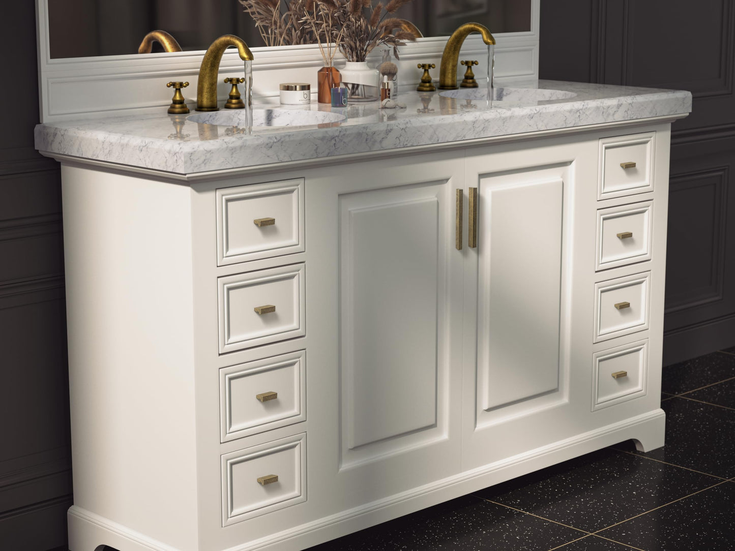 Goo-Ki Cabinet Handles 12 PCS - Antique Brass Drawer Pulls 7-1/2 in (192mm) Hole Centers - Tilted Solid Drawer Handles for Kitchen Cabinet Pulls - Finger Pull 4402-GT-192