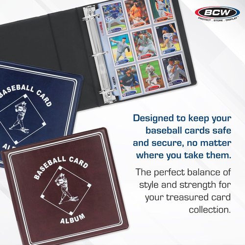 BCW Supplies 3" Baseball Album - Black | Premium Durable Binder for 90 Cards | Heavy-Duty D-Ring for Lasting Protection
