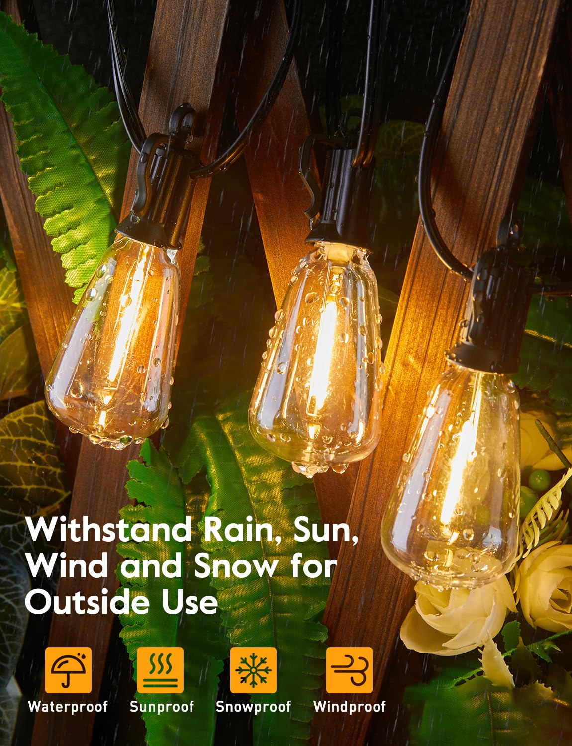 Minetom 10 Pack ST38 LED Light Bulbs, Outdoor String Light Replacement Bulbs Equivalent to 7W Incandescent Bulb, Shatterproof Edison Vintage Bulbs, 0.6W, Warm White, Dimmable, E12/C7 Base