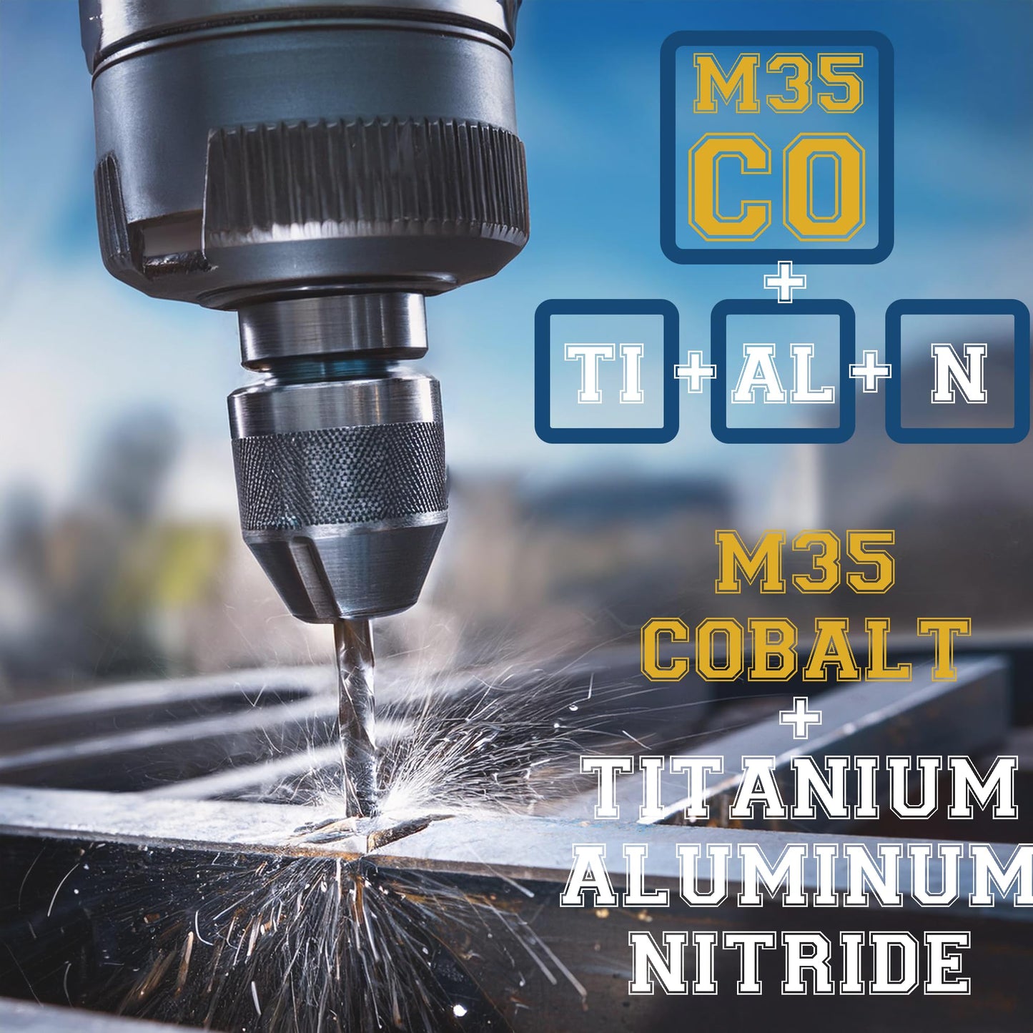 Yellow Paw 1/2 Inch Drill Bit for Metal - Industrial Grade M35 Cobalt with TiAIN Coating - 1/2" Diameter & 6" Length - 4" Working Length - 135 Degree Split Point