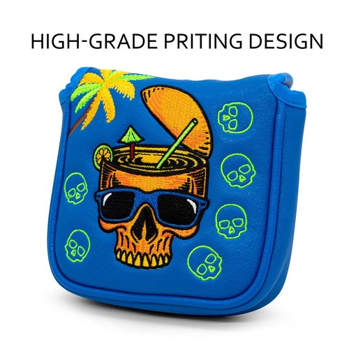 Funny Golf Mallet Putter Cover Magnetic Mallet Head Cover Headcover - Blue Synthetic Leather Golf Club Covers for Mallet Putters fits for All Brand, Cool Golf Gift for Men Golfers