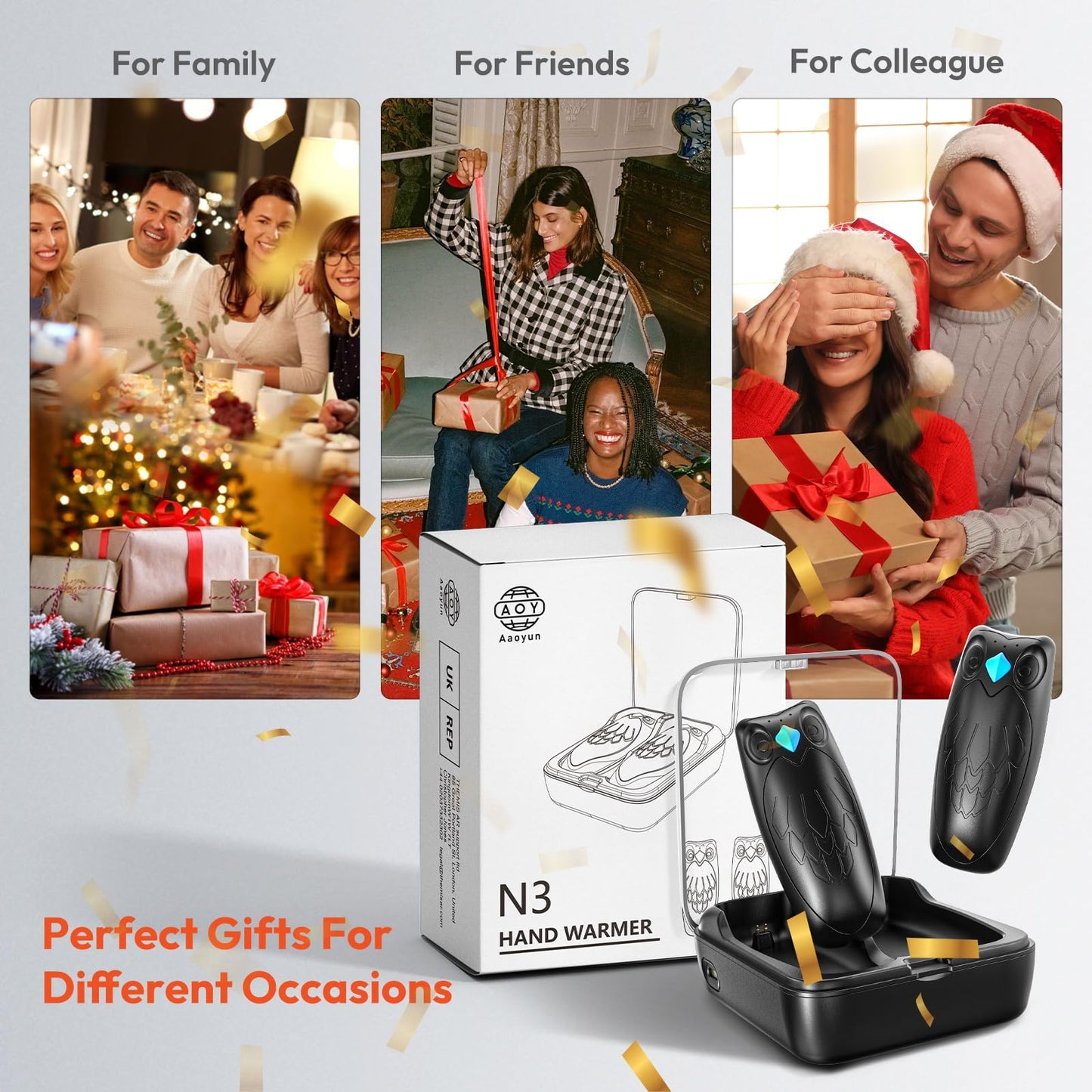 Magnetic Hand Warmers Rechargeable 2 Packs, 14000mAh Electric Hand Warmer with Charging Case, Up to 60H Heating, 3 Heat Settings, Ultra Slim Portable Pocket Heater for Outdoor, Valentine's Day Gifts