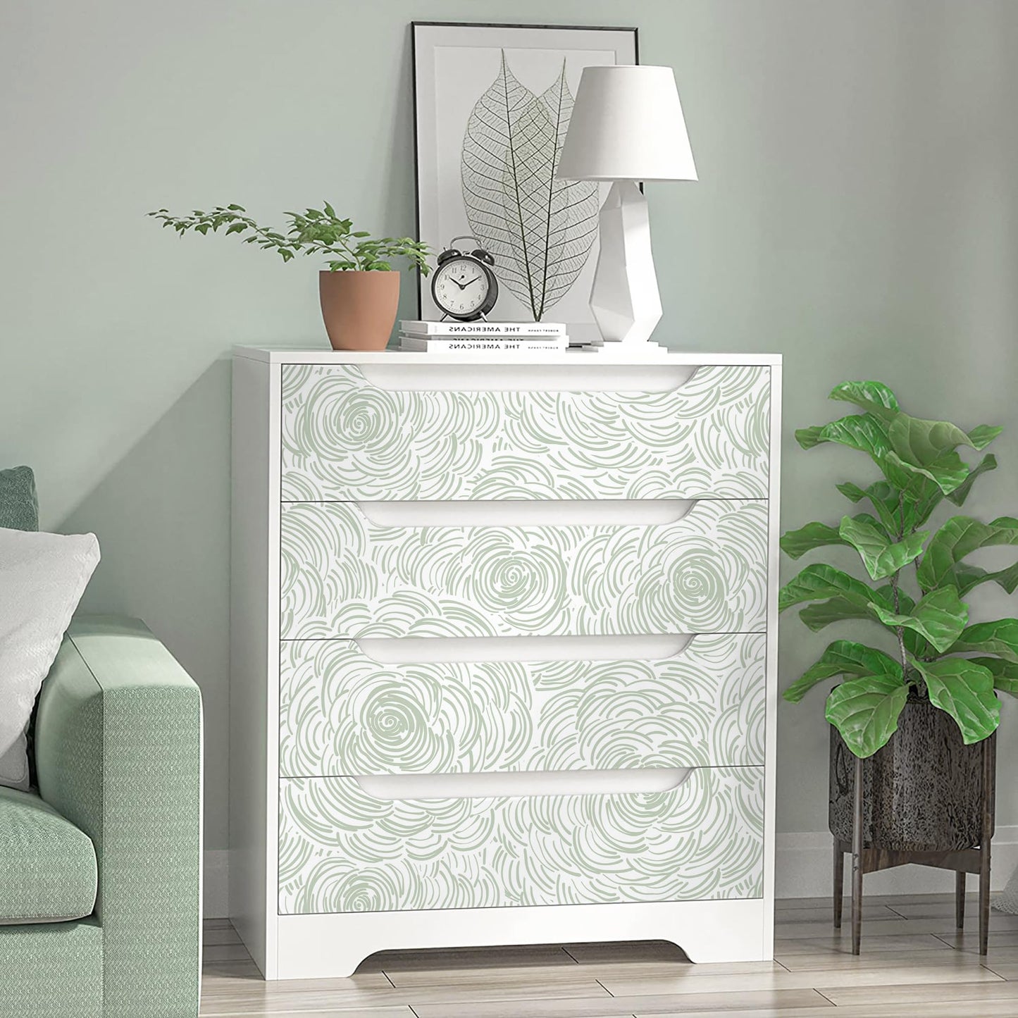 Toduso Modern Peel and Stick Wallpaper Green Contact Paper Sage Green Self-Adhesive Wall Paper Removable Decorative Wallpapers for Bedroom Bathroom Cabinets Decor Vinyl 17.3''×78.7''