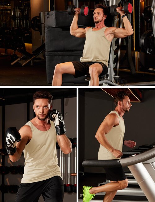 MAGCOMSEN Mens Tank Tops UV Protection Shirts Lightweight Breathable Sleeveless Undershirt UPF 50+ Running Gym Muscle Shirts Light Apricot L