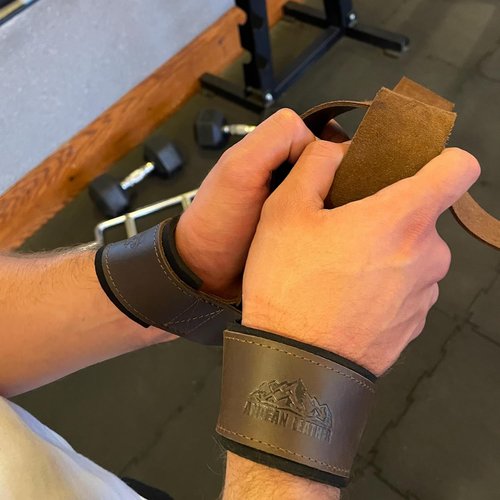 Andean Leather Weightlifting Straps - Padded Neoprene & Full Grain Leather for Strength Training