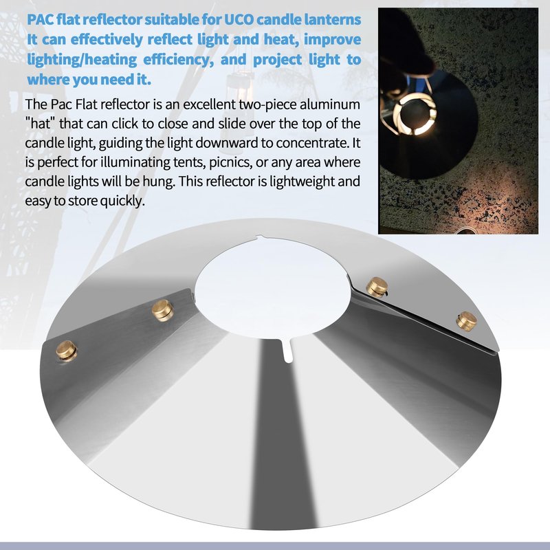 SUNJIKA Candle Reflector Compatible with UCO Candle Lantern Parts,Stainless Steel Lantern Reflectors Enhances Light Focus and Brightness for Uco Camping Candle Lantern