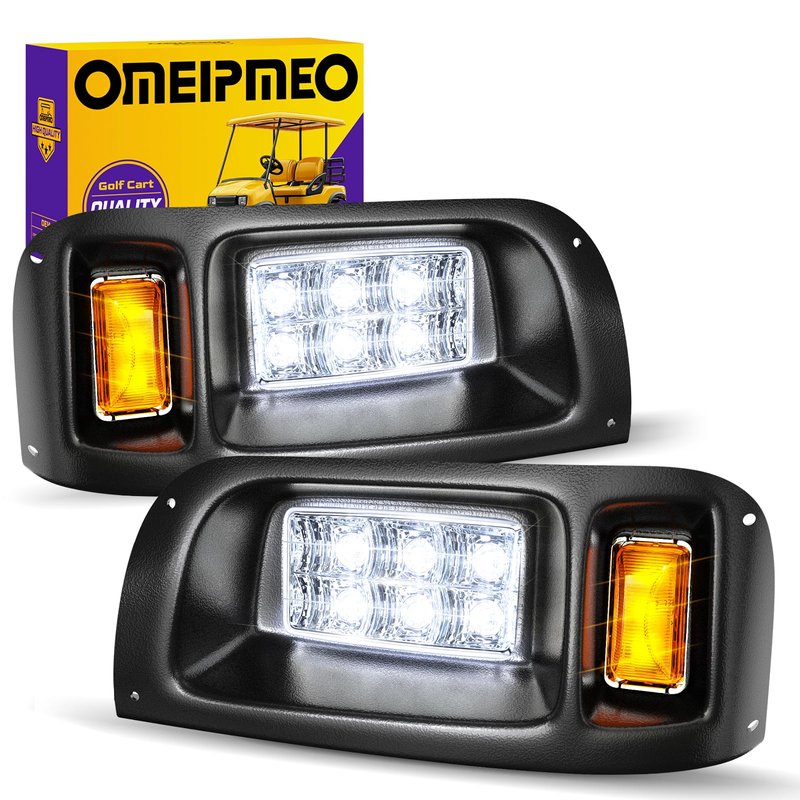 Club Car DS LED Headlight Kit, High Brightness Golf Cart Modified Headlights, 12V Golf Cart Head lights for Club Car DS 1993-UP Gas&Electric Golf Carts, Street Legal, Non-OEM, Cutout Required