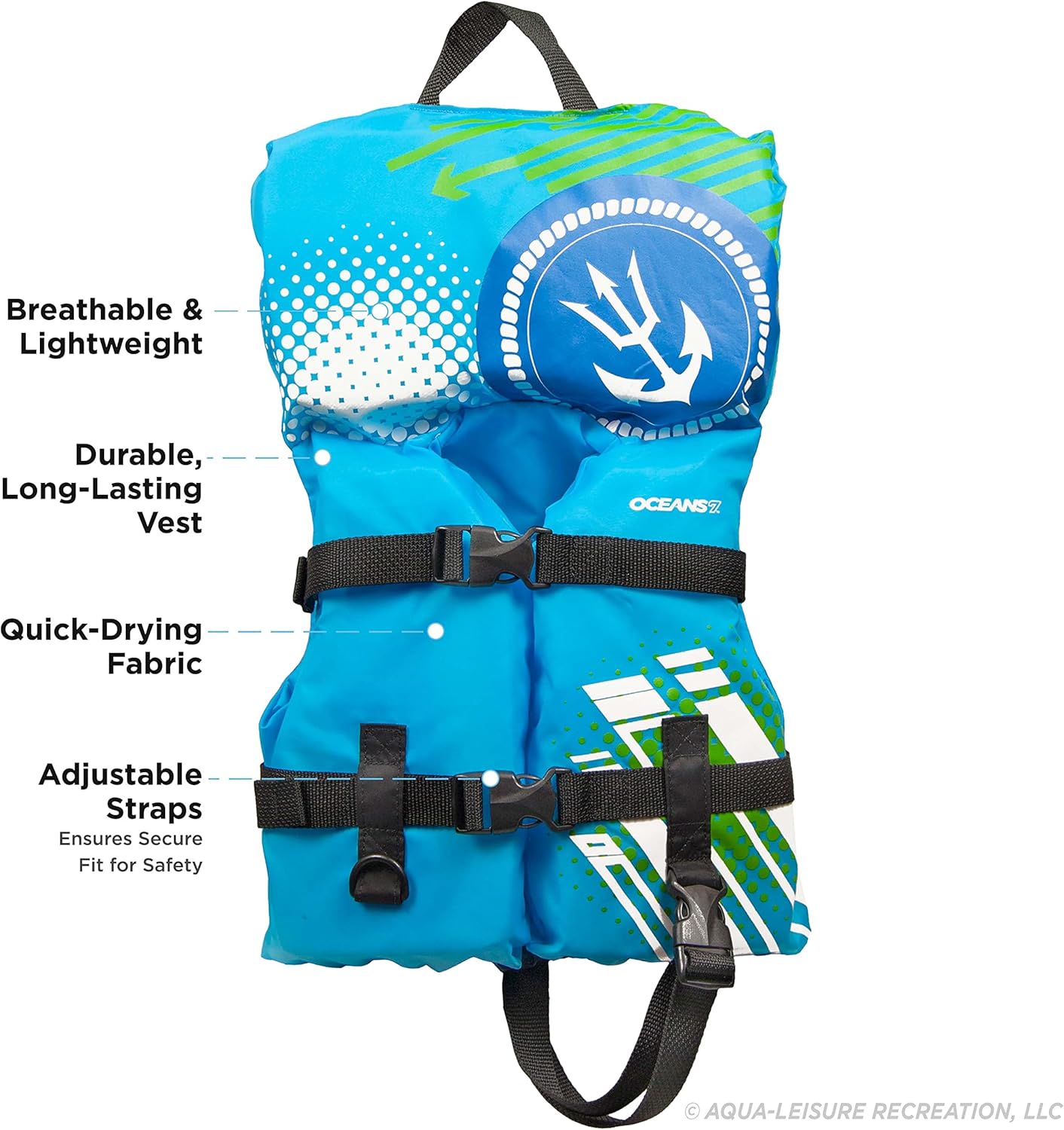Oceans 7 Life Jacket - US Coast Guard Approved Infant & Youth Vest | Type II & III Personal Flotation Device