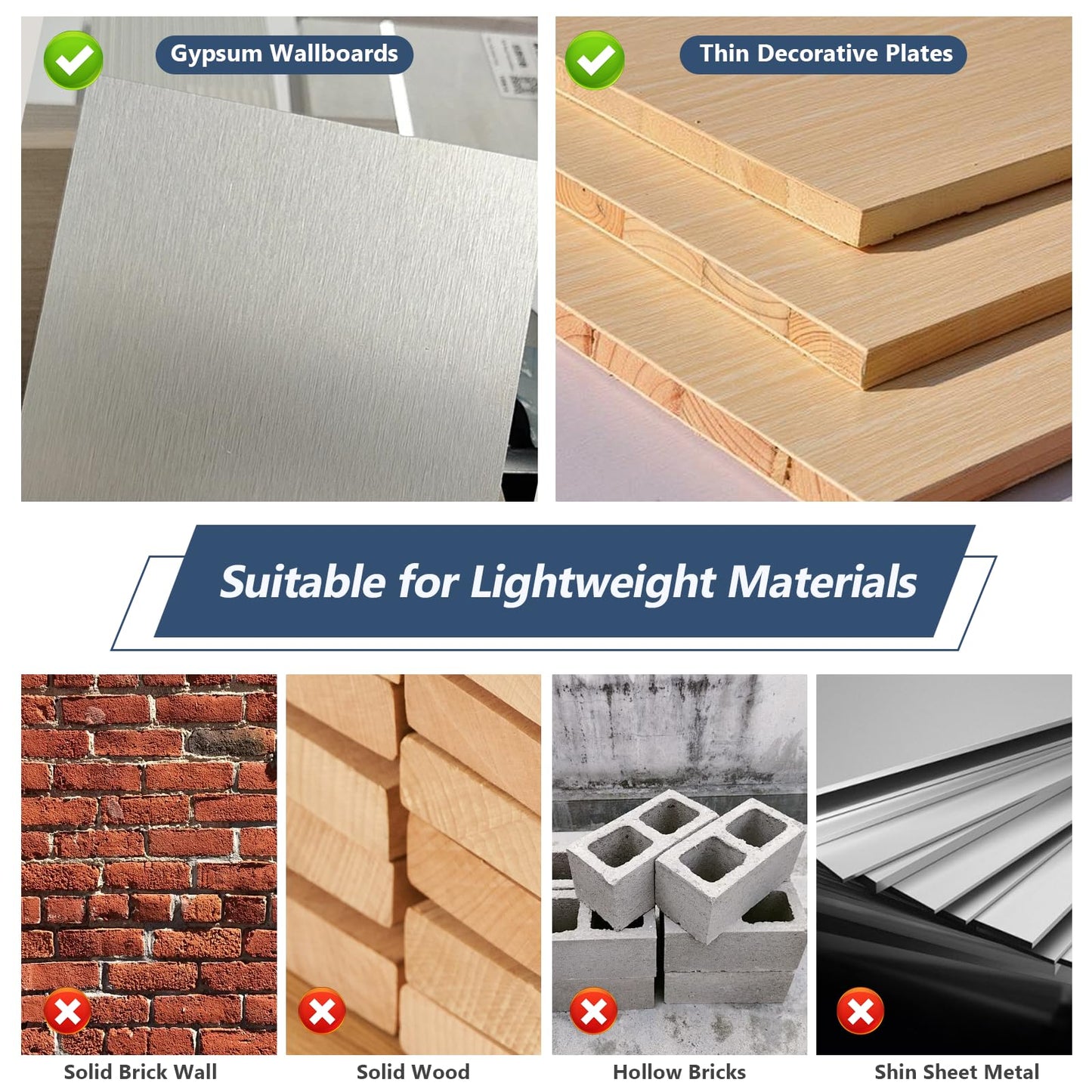 200PCS Self Drilling Drywall Anchors with Screws Kit, Multifunctional Drywall Anchor with Sheetrock Screws - Easy Installation Metal Expansion Bolts, No Drill Needed, Hold 70LB for Wall Hanging