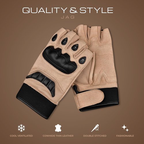 J.A.G. Fingerless Tactical Gloves - Hard Knuckle Protection for Cycling, Airsoft & Outdoor Work