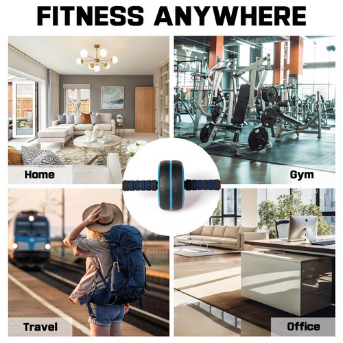 Ab Roller Wheel,Ab Workout Equipment,Home Gym Equipment for Abdominal & Core Strength Training,Wider Ab Machine with Knee Pad Accessories,No Noise Ab Wheel for Men & Women Abdominal（Bule)