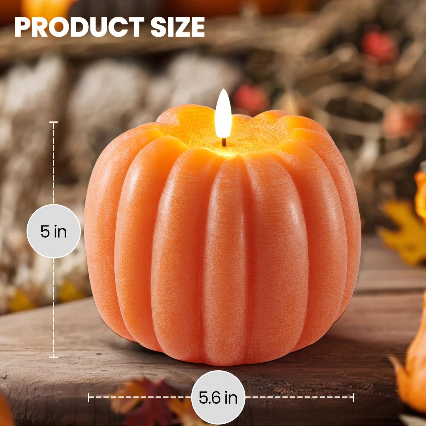 Velsyn Fall Decorations for Home, Flickering Flameless Wax Pumpkin LED Candle with Timer Remote Control, Thanksgiving Gifts, Autumn Farmhouse Rustic Harvest Decor for Tiered Tray Table Indoor (Orange)