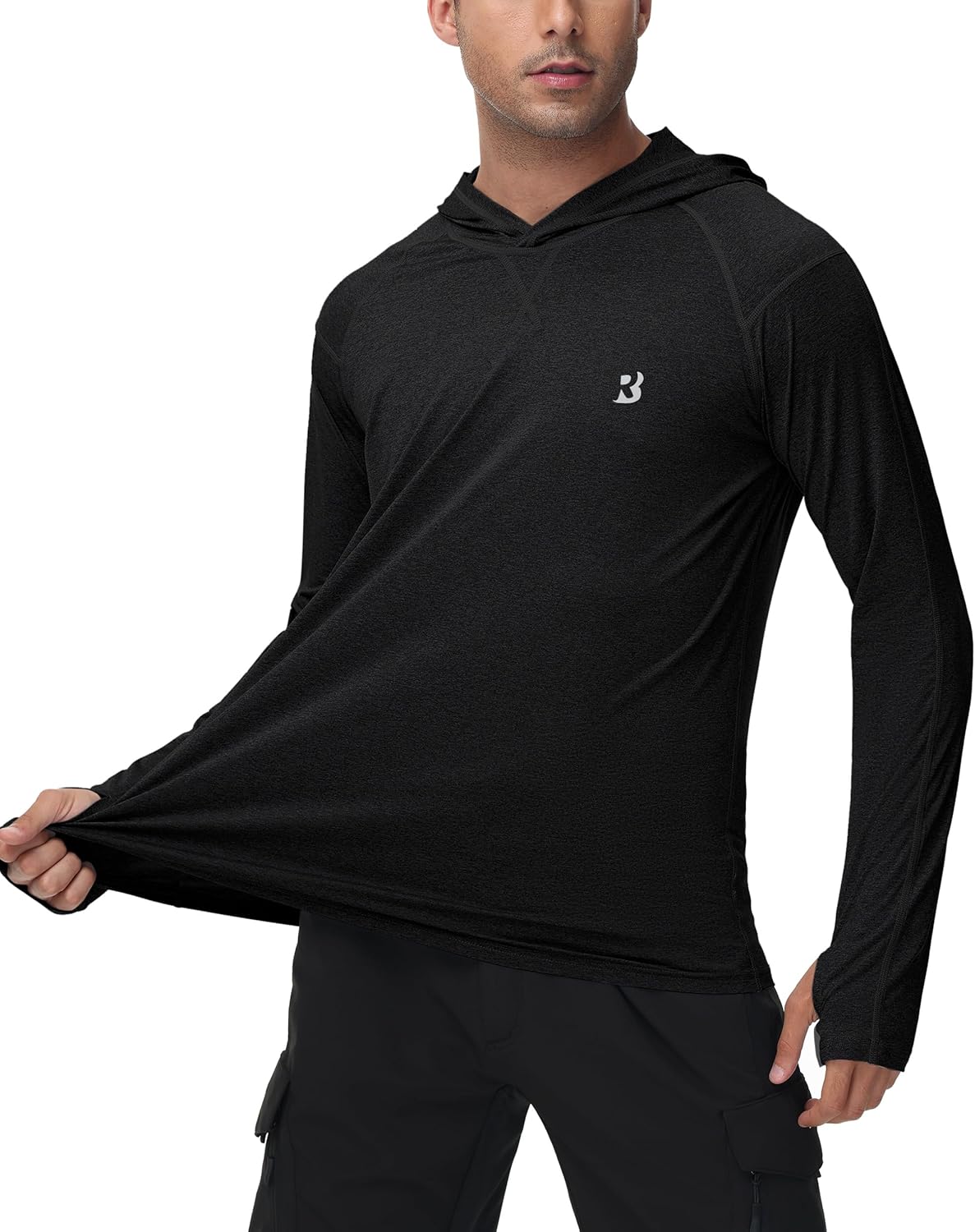 Roadbox Men's Fishing Shirt - UPF 50+ Long Sleeve UV Sun Hoodie for Hiking & Athletic Wear