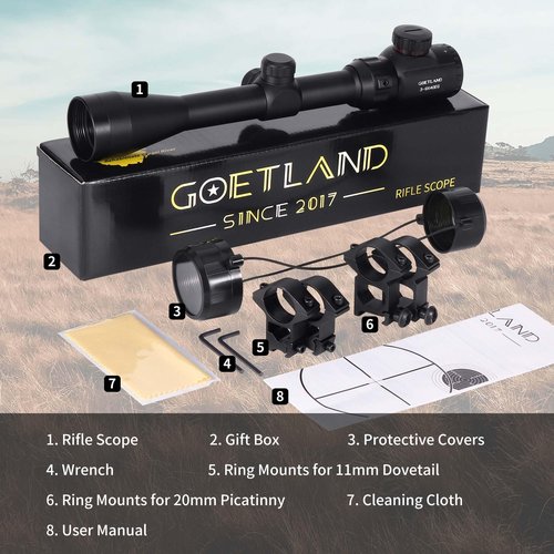 Goetland Scope 3-9x40 EG Red Green Illuminated Rangefinder SFP Mounts