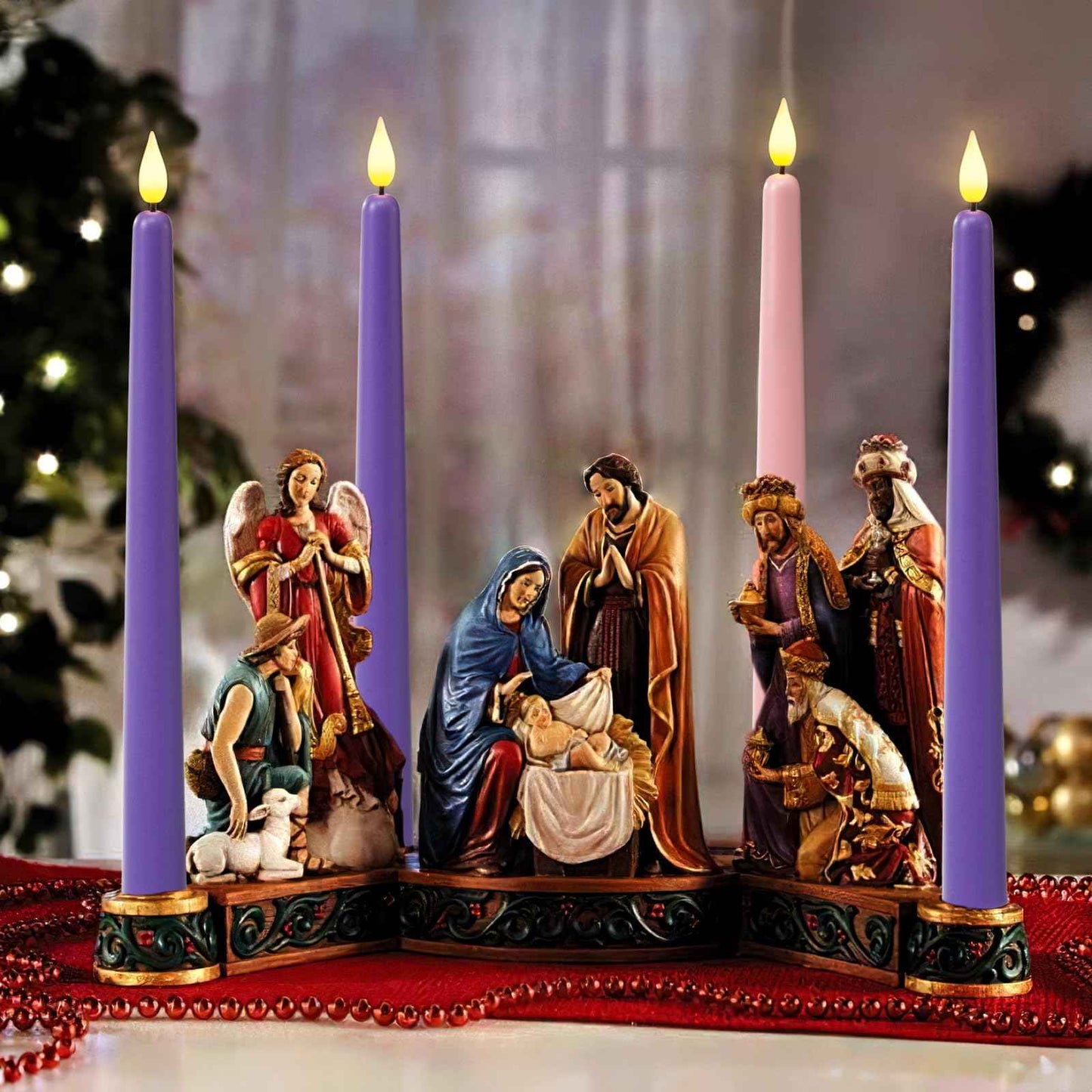 Homemory Battery-Operated LED Flickering Advent Candles, Set of 4 with Remote Timer - For Christmas Wreath