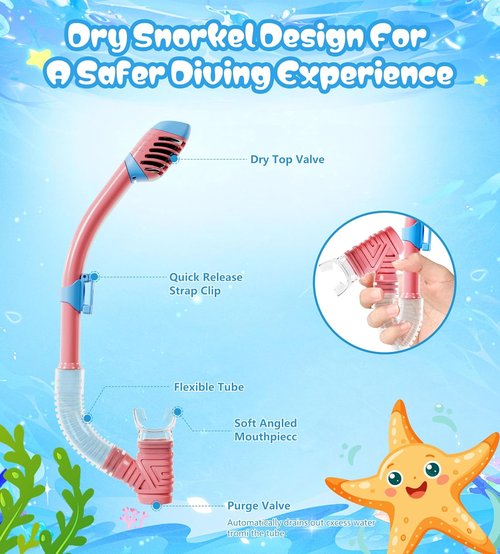 Aegend Snorkeling Gear - Panoramic Snorkel Mask with Top Dry Valve | Anti-Leak, Anti-Fog & Mesh Bag