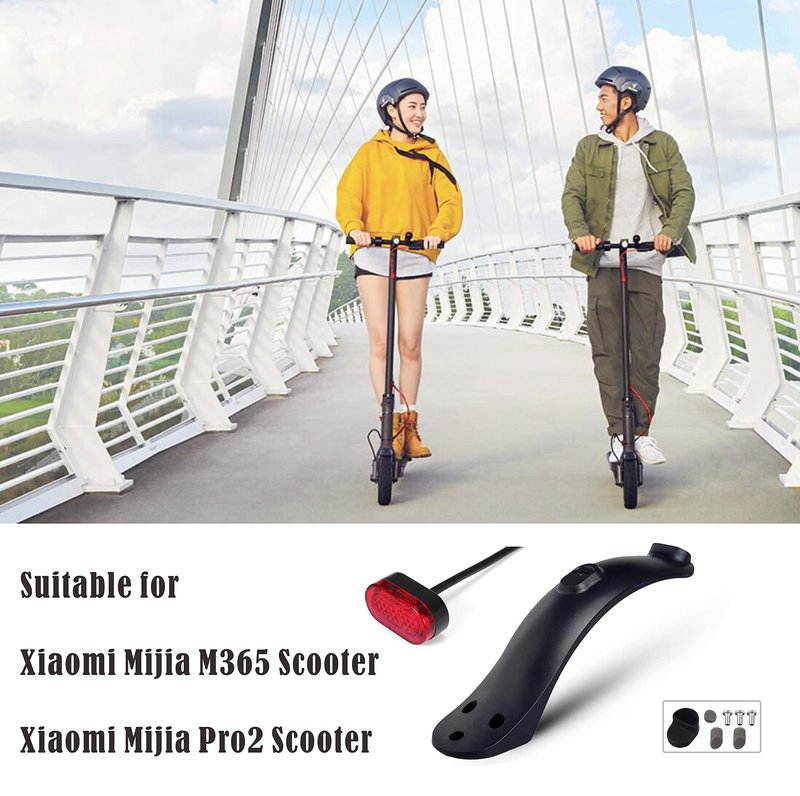 Yungeln Electric Scooter Fender Rear Mudguard Compatible with Xiaomi 1S M365 Pro Electric Scooter Rear Fender with Taillights Replacement Part Accessory