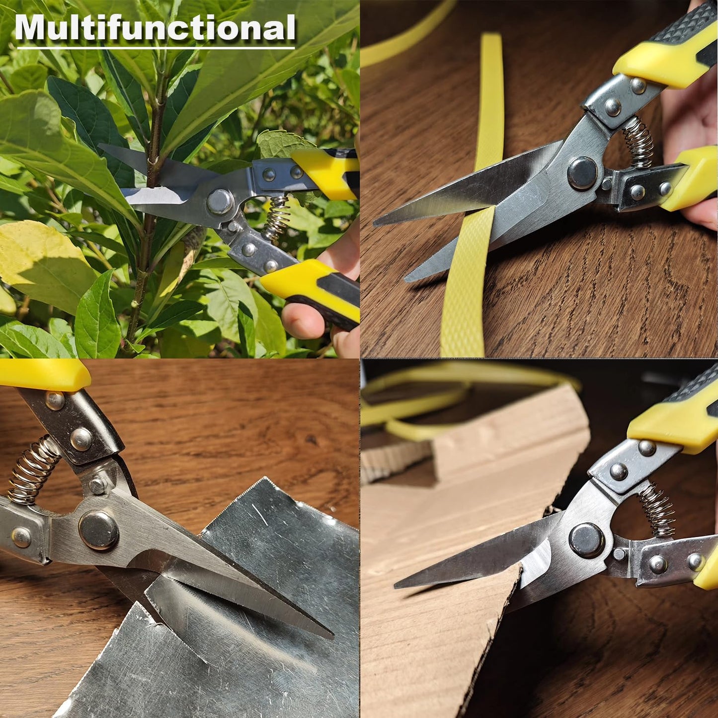 TOOLMAK Heavy Duty Industry Scissors 8.7 Inch Aviation Tin Snips Straight Metal Cutter with Comfort Grip and Stainless Steel Blades Multifunction Cutting