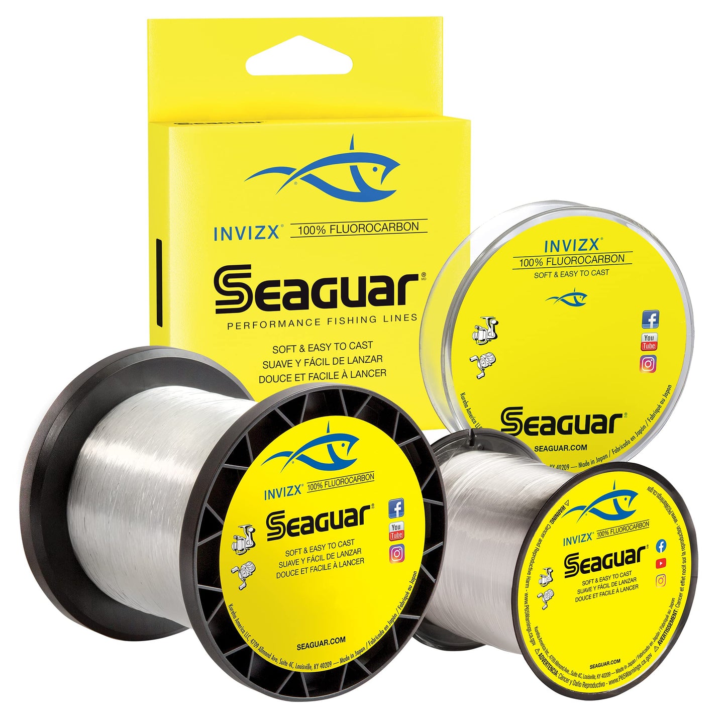 Seaguar Invizx 100% Fluorocarbon Fishing Line 20lbs, 1000yds Break Strength/Length - 20VZ1000