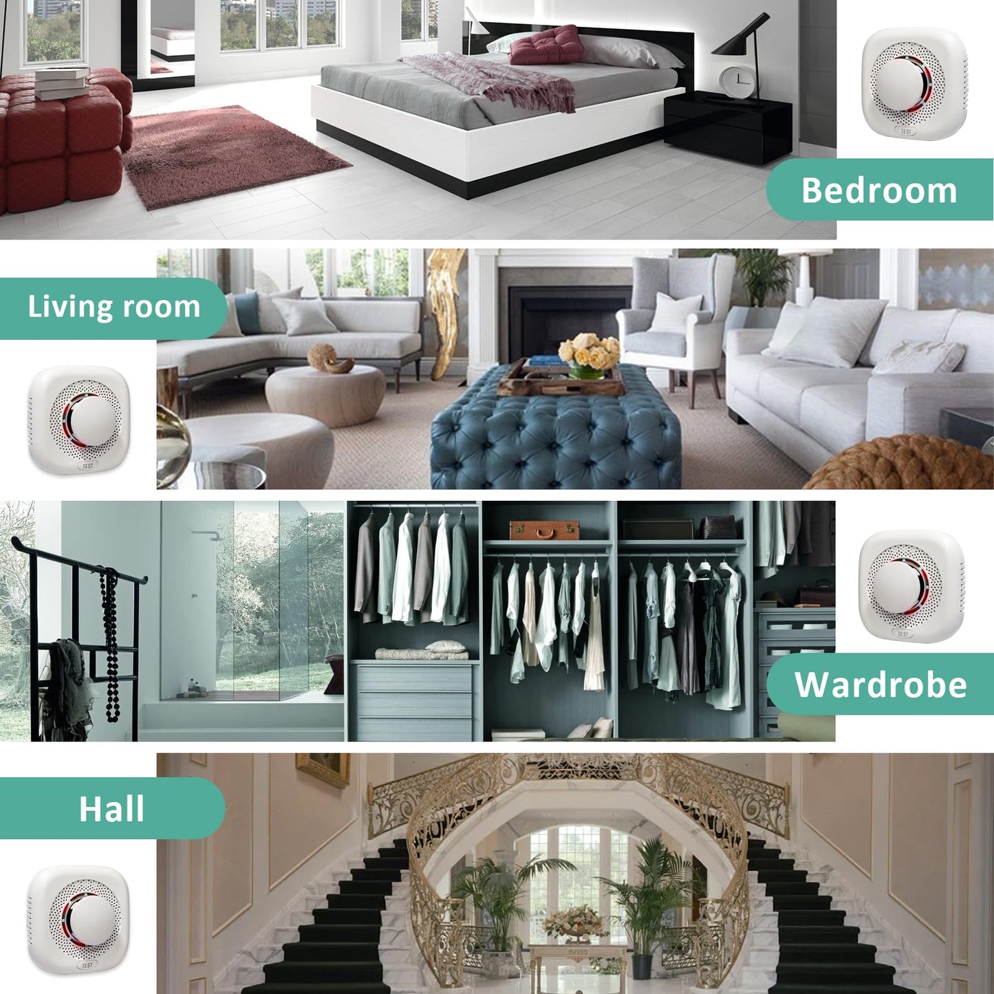 Optical Smoke Alarm with Advanced Photoelectric Technology,Battery Power Smoke Alarm Detector for Home with Test Button & Silence Button,1 Pack(Batteries NOT Included)