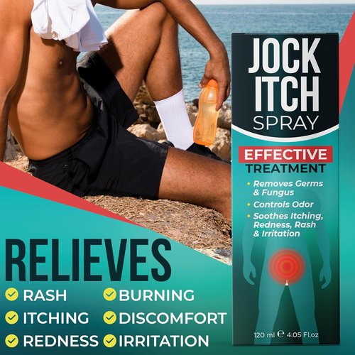 Jock Itch Spray - Antifungal Relief for Itchy Skin | Soothes Groin & Inner Thighs | Fast Absorption
