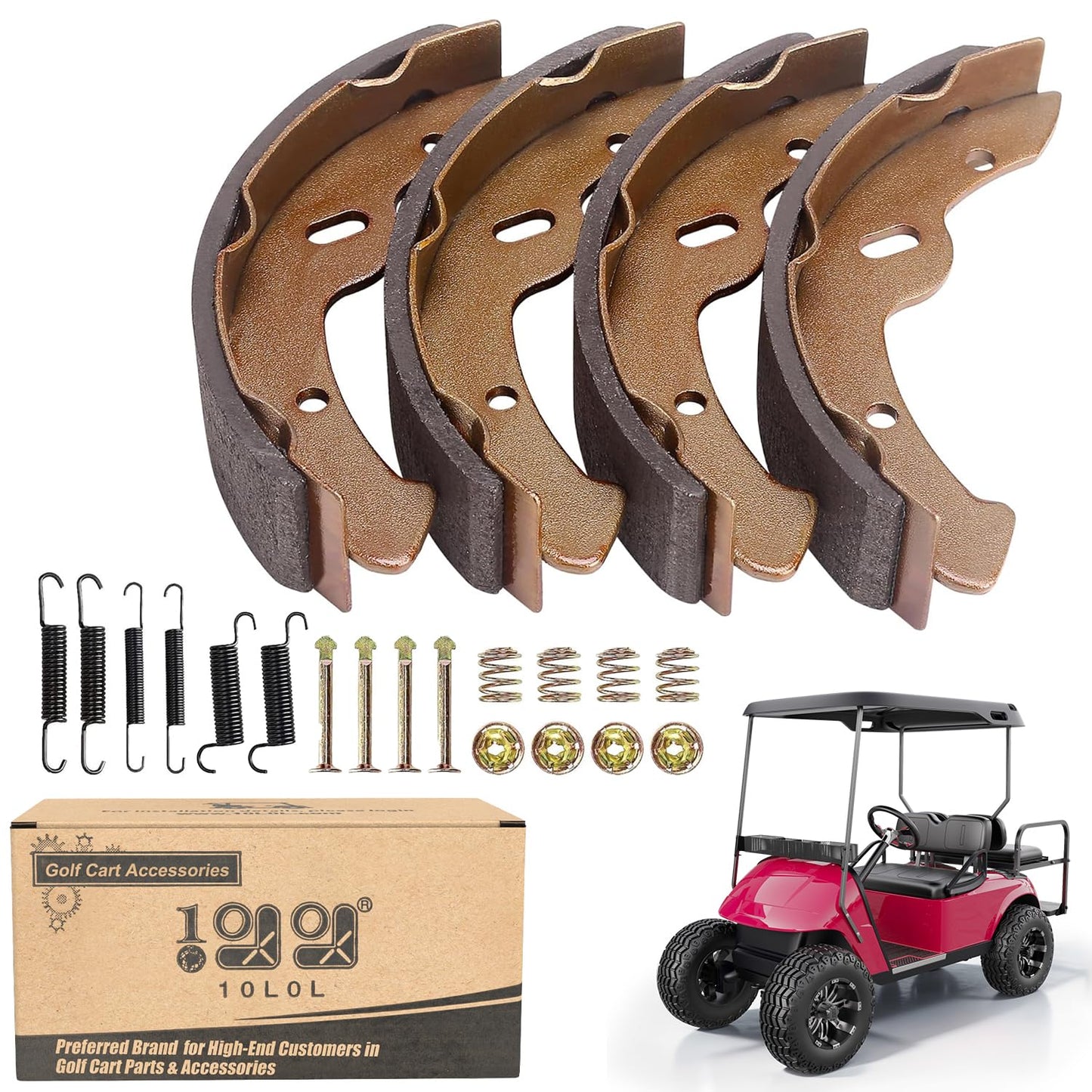 10L0L Brake Shoes for EZGO TXT 1997-2009.5, EZGO RXV Gas 2008-up, Workhorse 1996+, for Yamaha G9-G28 1994-2006 Golf Cart, Cushman Columbia Motrec Melex etc. OEM# 27943G01 70794G01 70795G01