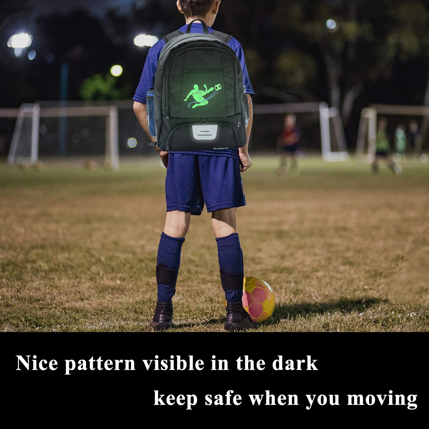 Rudmox Soccer Ball Bag-Backpack for Basketball,Volleyball with Cleat Shoes and Ball Compartment for Sports Team,Trainning(Brighten Black New)