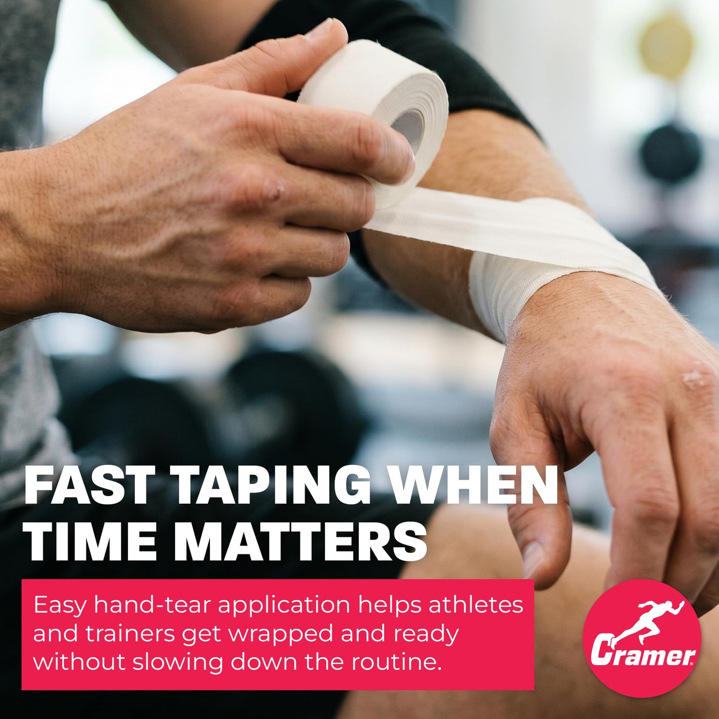 Cramer Pro-Lastic Stretch Tape, Easy Tear Athletic Tape, Flexible Elastic Tape with Premium Adhesive, Support for Wrist & Ankle Injury Taping, Compression Wrap, Bulk , 2" X 7.5 Yard - 24 Rolls - White