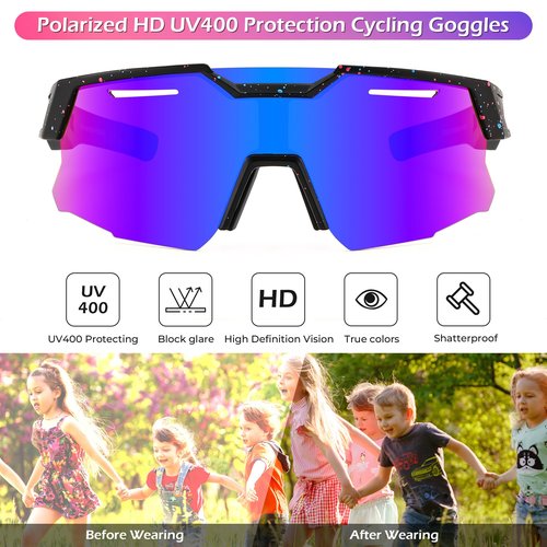 FEISEDY Kids Teens Baseball Polarized Sunglasses Sports Cycling Glasses for Youth Boys Girls Age 8-16 B0157