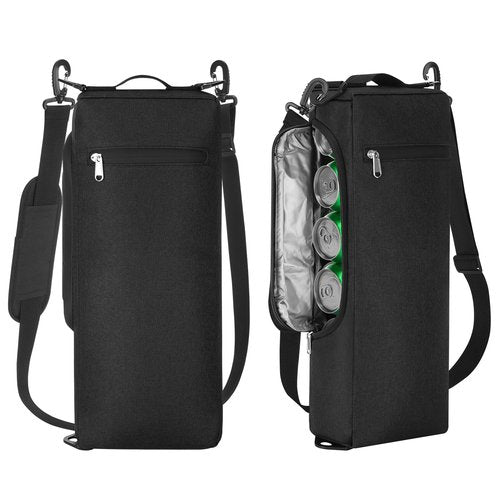 Golf Cooler Bag for Men Women, Small Soft Insulated Beer Cooler Holds 6 Pack of Cans or Two Wine Bottles, Portable Golf Accessories Cooler Sleeve for Camping Picnic Beach Outdoor (Black)