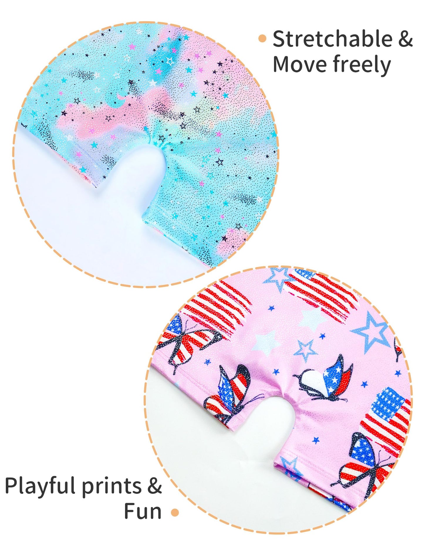 Nokecina 2 Pack Gymnastics Leotards for Girls Size 4t 5t Sleeveless Shiny Tumbling Unitard Pink Blue Biketards with Shorts