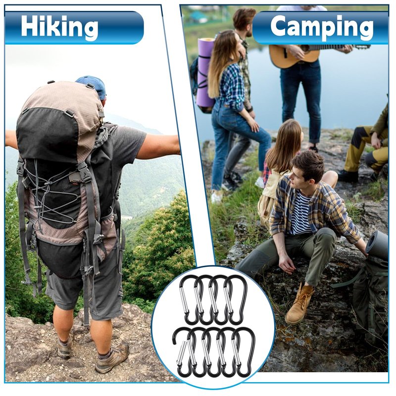 BOHUIZ 300 Pcs M5 Carabiner Clips, Heavy Duty Spring Snap Hook Bulk Aluminum Alloy Clip Quick Link Keychain for Hanging Camping Hiking Traveling Fishing Outdoor