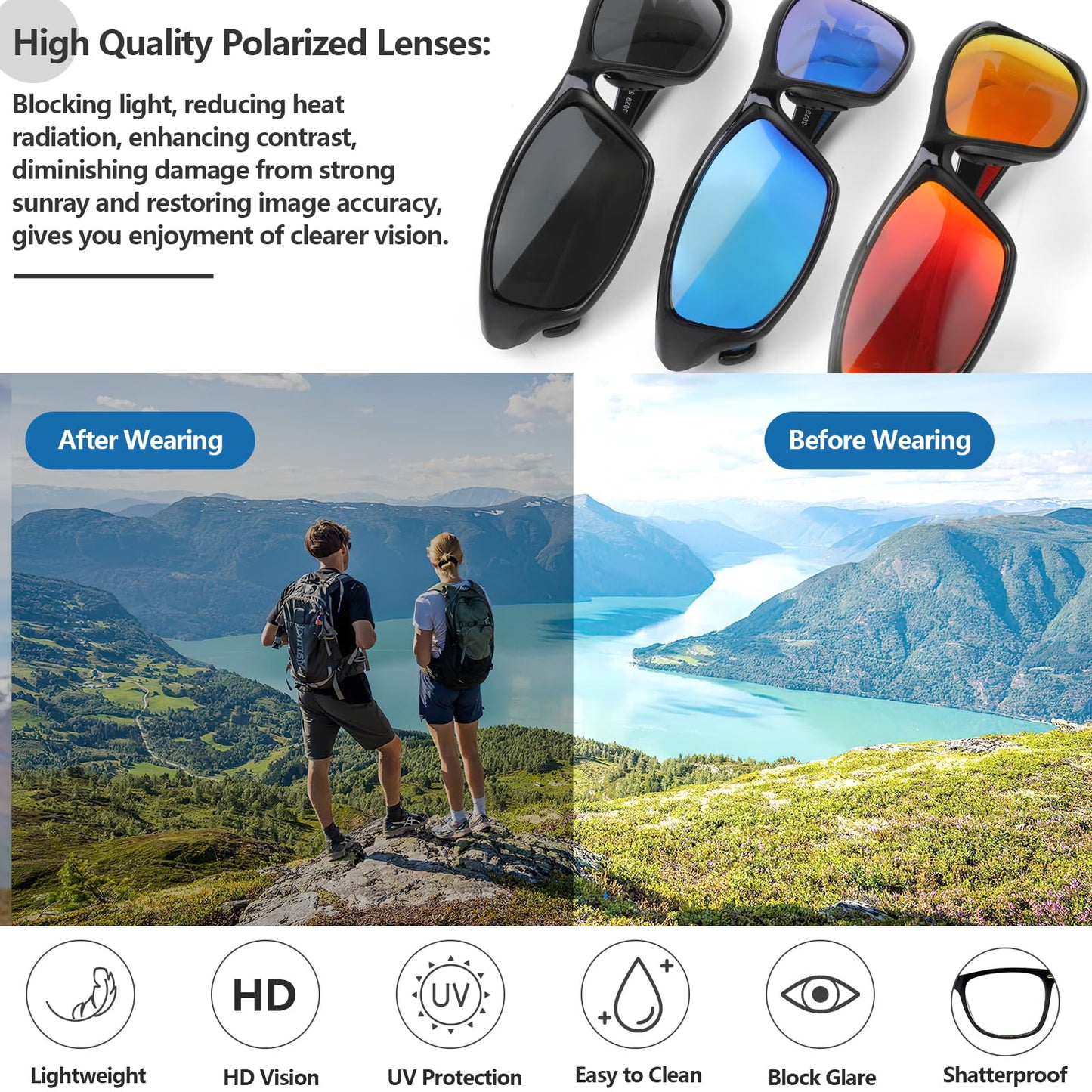 Hifot Sports Polarized Sunglasses Men, Sun Glasses for Cycling Driving Fishing, Women's Sunglasses Running Baseball Golf
