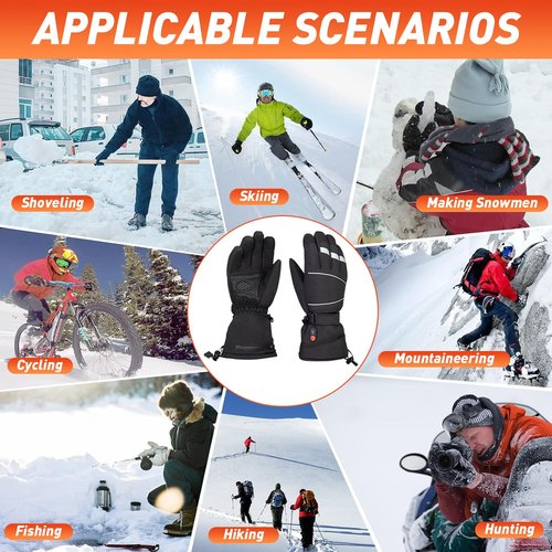 RARE SPACE Heated Gloves for Men Women -7.4V Fast Heating, Waterproof & Upgrade Non-Slip Electric Heating Glove for Motorcycling, Hunting, Skiing, Outdoor Work (Large)