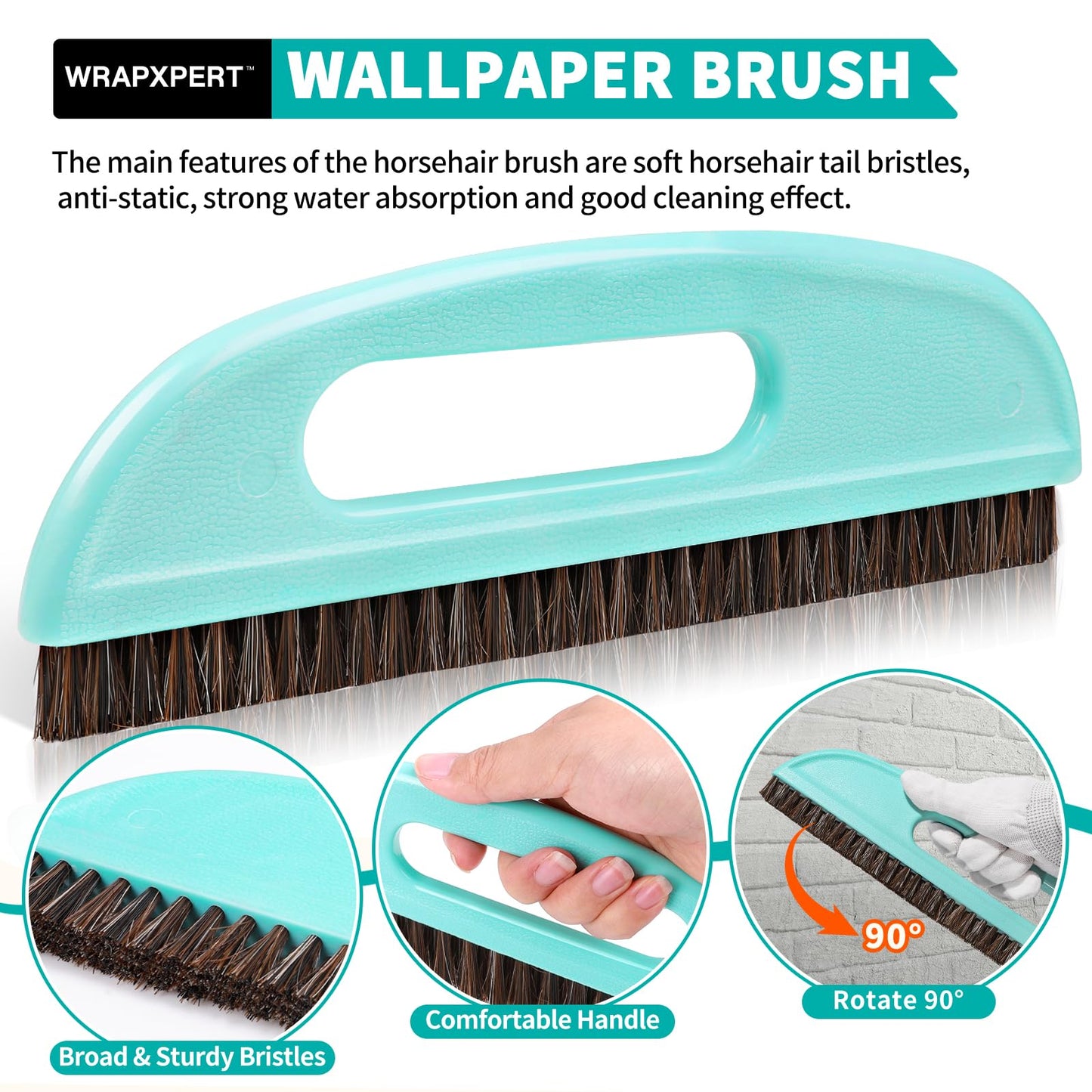 WRAPXPERT Wallpaper Smoothing Tool,Wallpaper Tools Included Felt Squeegee,Craft Knife,Wallpaper Brush,Wallpaper Scraper Tool for Peel and Stick Wallpaper,Window Tint Film,Wallpaper Adhesive