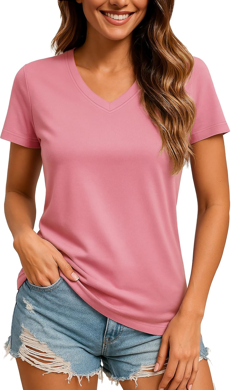 TACVASEN Women's V-Neck Athletic Tee - UPF 50+ Sun Protection, Quick-Dry, Short Sleeve Top