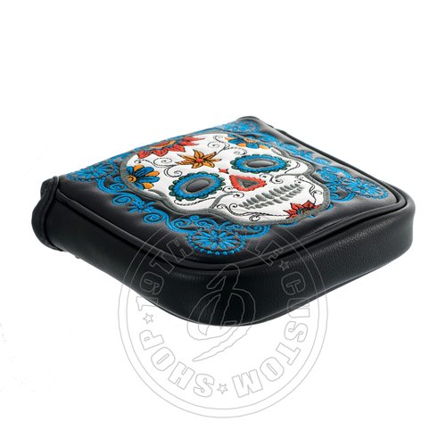 19th Hole Custom Shop Dia de Los Muertos Sugar Skull Golf High-MOI Mallet Putter Headcover, Black