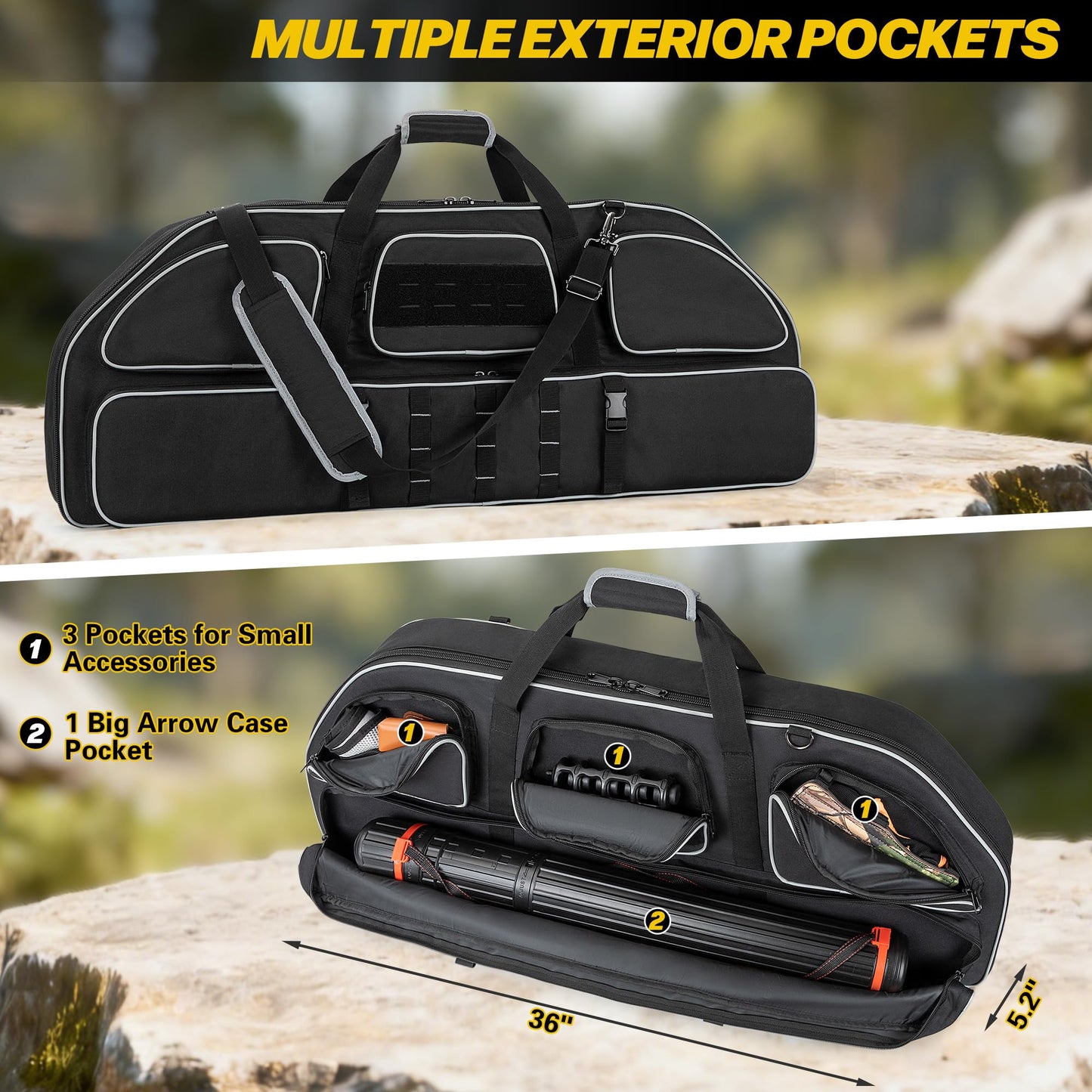 Smasrob Soft Bow Case, Compound Bow Bag with Arrow Pocket, Black