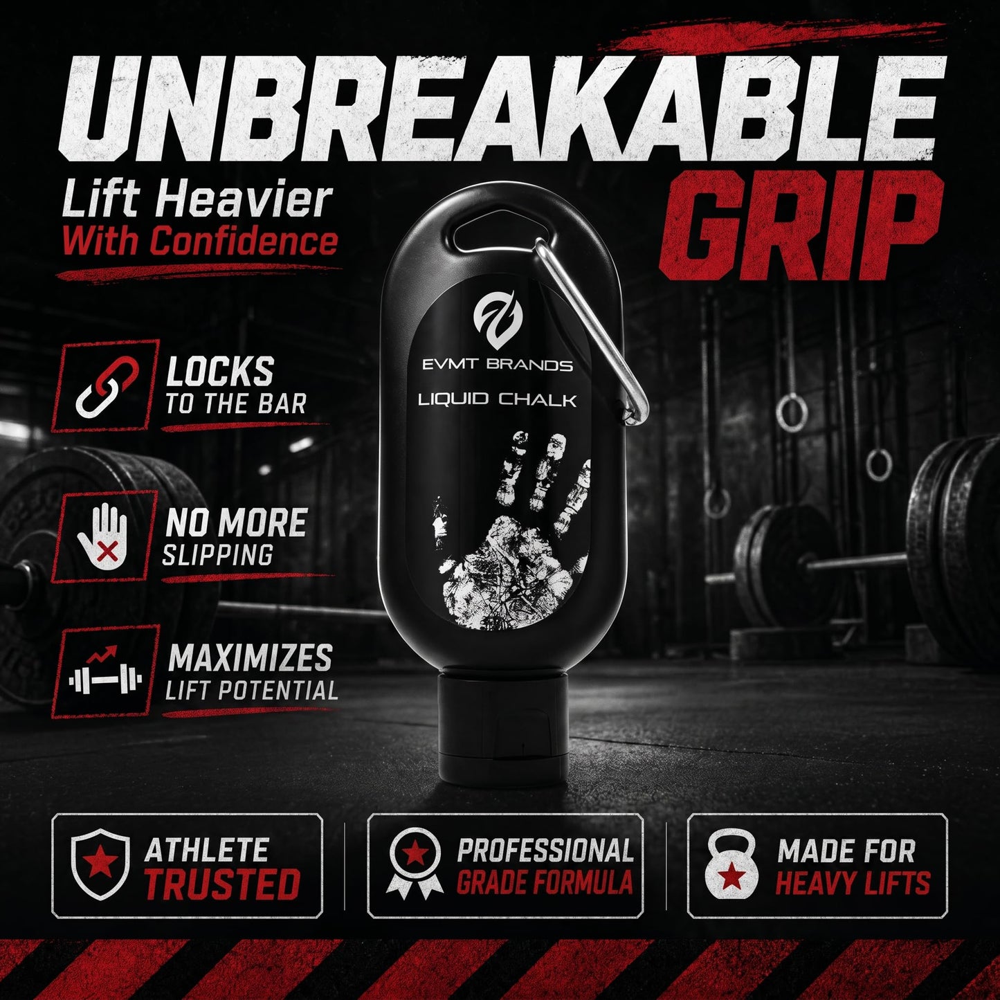EVMT Brands Liquid Chalk, Mess Free Gym Chalk for Weightlifting, Gymnastics, Rock Climbing, Dancing. Sweat Resistant and Long Lasting for Stronger Grip. Package May Vary. Best Value.