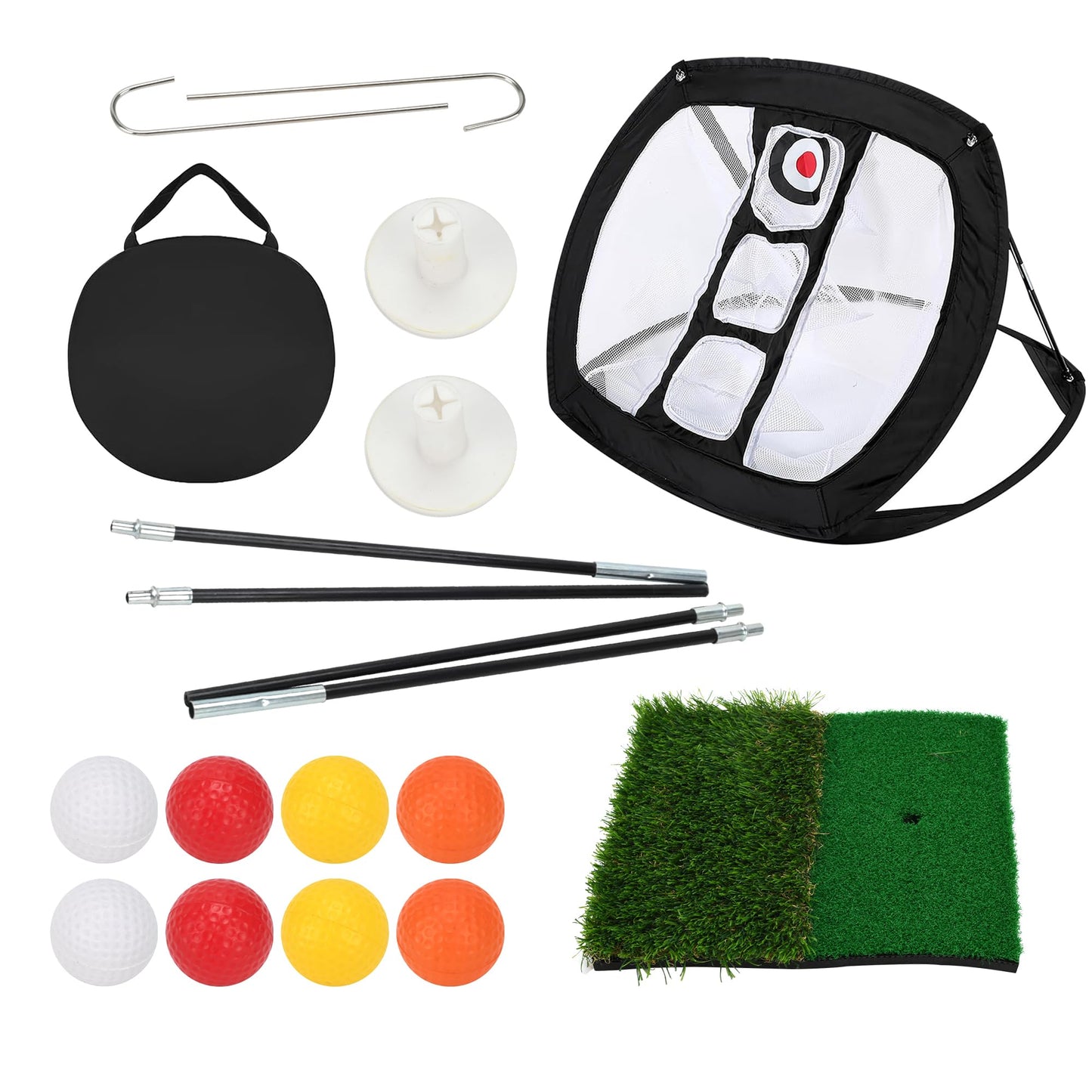 Pop-Up Golf Chipping Net Set with Mat & 8 Practice Balls- Professional Golf Chipping Practice Ideal for Indoor and Outdoor Training- - Gifts for Men, Golfers, Teenage Boys and Beginners